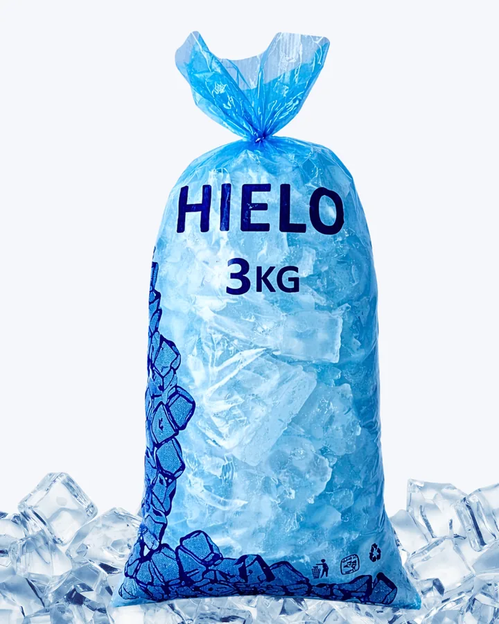 Bolsa de hielo en cubo de 3 kilogramos